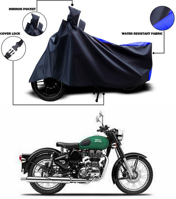 ANTHUB Waterproof Two Wheeler Cover for Royal Enfield(Classic 350, Blue, Black)