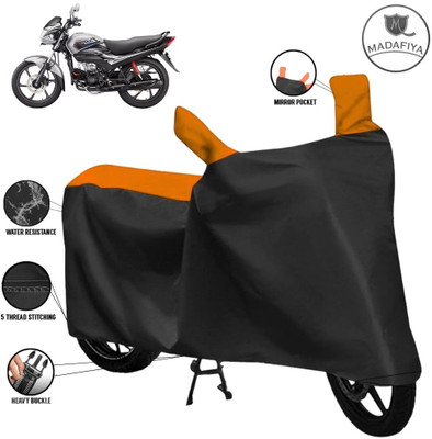 MADAFIYA Waterproof Two Wheeler Cover for Hero(Passion Pro i3S, Black, Orange)