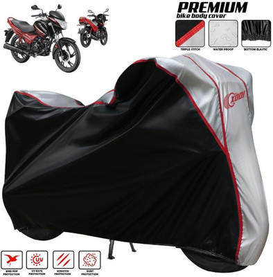 xodi Waterproof Two Wheeler Cover for Hero(MotoCorp Glamour, Silver, Black)