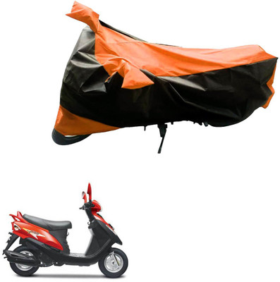Mdstar Waterproof Two Wheeler Cover for Mahindra(Flyte, Black, Orange)