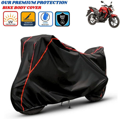Delphinium Waterproof Two Wheeler Cover for Yamaha(FZ-S FI, Black, Red)