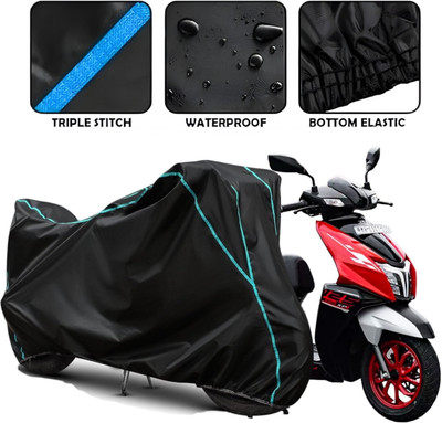 Kishori Enterprises Waterproof Two Wheeler Cover for TVS(NTORQ, Black, White)