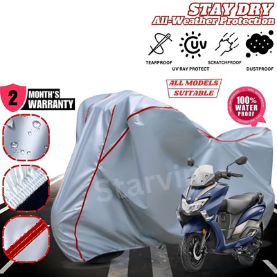 Starvin Waterproof Two Wheeler Cover for Suzuki(Burgman Street, Silver, Red)