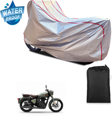 PAGORA Waterproof Two Wheeler Cover for Royal Enfield(Classic 350 Signals, Silver)