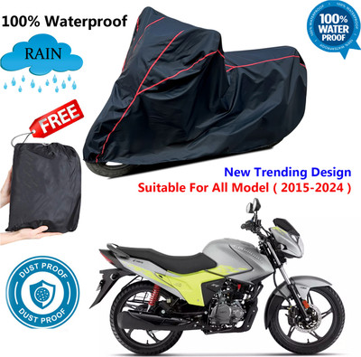 AutoGalaxy Waterproof Two Wheeler Cover for Hero(Glamour Blaze, Black, Red)