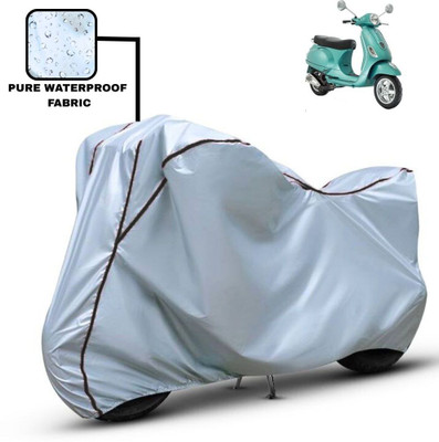 Delphinium Waterproof Two Wheeler Cover for Vespa(Vespa, Silver, Black)
