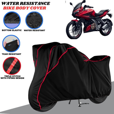 SRP PRODUCT Waterproof Two Wheeler Cover for Bajaj(Pulsar 250 BS6, Black, Red)