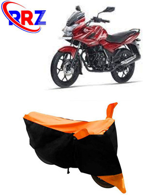 RRZ Waterproof Two Wheeler Cover for Bajaj(Discover 150 f, Black, Orange)