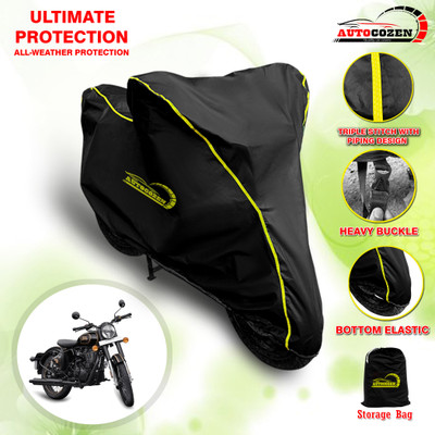 AUTOCOZEN Waterproof Two Wheeler Cover for Royal Enfield(Bullet 500, Black)