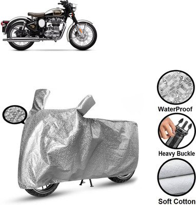 CODOKI Waterproof Two Wheeler Cover for Royal Enfield(Classic Chrome, Silver)