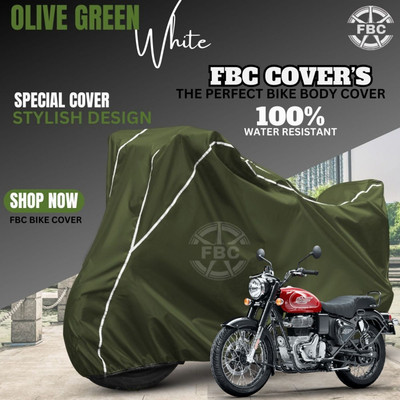 AUTOCAD Waterproof Two Wheeler Cover for Royal Enfield(Bullet 350 New BS6, Green)