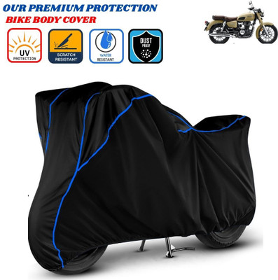 Delphinium Waterproof Two Wheeler Cover for Honda(Hness CB350, Black, Blue)