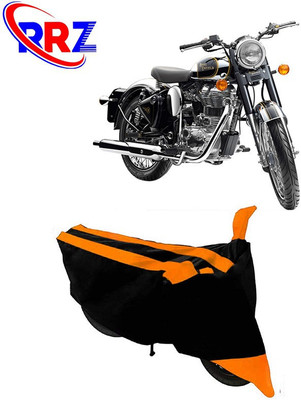 RRZ Waterproof Two Wheeler Cover for Royal Enfield(Classic Chrome, Black, Orange)