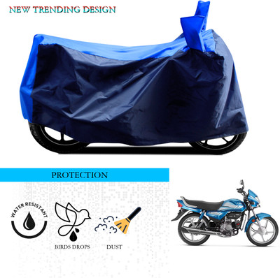 ANTHUB Waterproof Two Wheeler Cover for Hero(CD deluxe, Black, Blue)