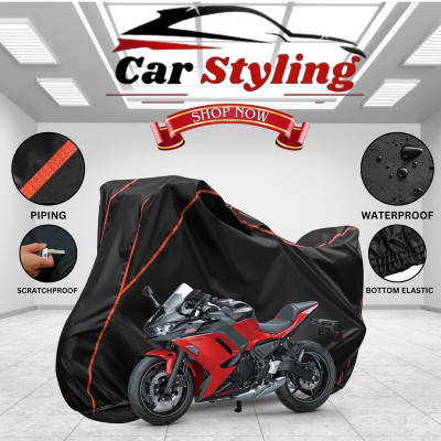 Car Styling Waterproof Two Wheeler Cover for Kawasaki(Ninja 650, Black, Red)