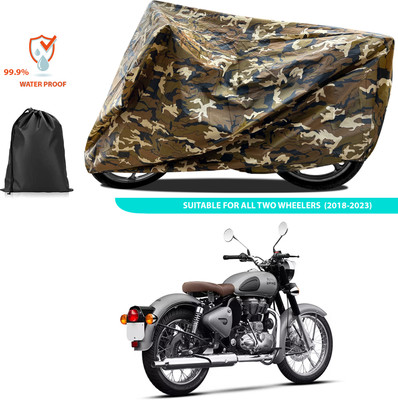 PAGORA Waterproof Two Wheeler Cover for Royal Enfield(Classic Gunmetal, Yellow)