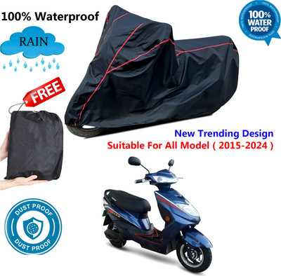 AutoGalaxy Waterproof Two Wheeler Cover for Okinawa(Ridge, Black, Red)