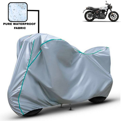Delphinium Waterproof Two Wheeler Cover for Royal Enfield(Hunter 350, Silver)