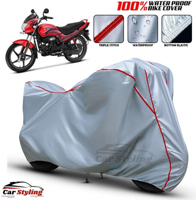 Car Styling Waterproof Two Wheeler Cover for Hero(Passion Pro, Silver, Red)