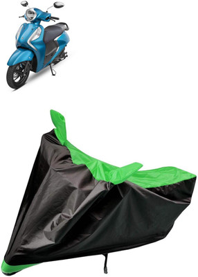 aksmit Two Wheeler Cover for Yamaha(Fascino 125, Black, Green)