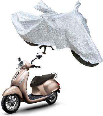 Motodreka Waterproof Two Wheeler Cover for Bajaj(Chetak, Silver)