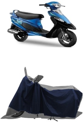 SUGASHRI Waterproof Two Wheeler Cover for TVS(Scooty Pep+, Grey, Blue)