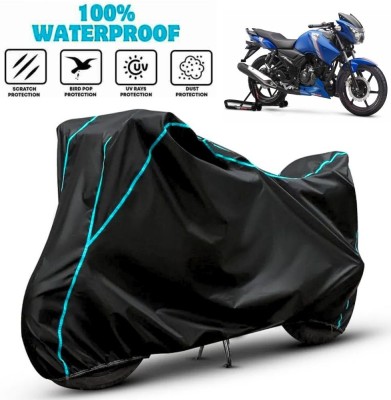 favy Waterproof Two Wheeler Cover for TVS(Apache RTR 180, Black, Blue)