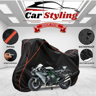 Car Styling Waterproof Two Wheeler Cover for Kawasaki(Ninja H2, Black, Red)