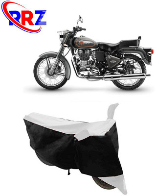 RRZ Waterproof Two Wheeler Cover for Royal Enfield(Bullet 500, Black, White)
