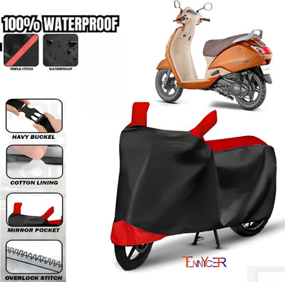 TENNYCER Waterproof Two Wheeler Cover for TVS(Jupiter, Red, Black)