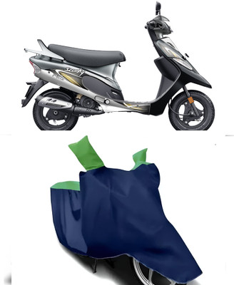 Auto World Waterproof Two Wheeler Cover for TVS(Scooty Pep Plus, Blue, Green)