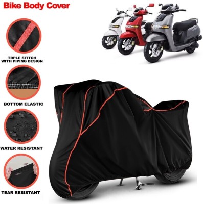 Grizzly Two Wheeler Cover for TVS(iQube, Black, Red)