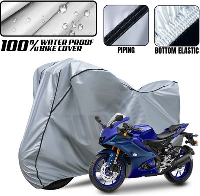 SThanaveX Waterproof Two Wheeler Cover for Yamaha(R15 V3, Silver, Black)