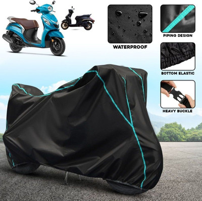 AutoGalaxy Waterproof Two Wheeler Cover for Yamaha(Fascino 125 FI, Black, Blue)