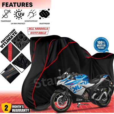 OliverX Waterproof Two Wheeler Cover for Suzuki(Gixxer, Black, Red)