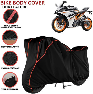 kerwa Waterproof Two Wheeler Cover for KTM(RC 390, Black, Red)