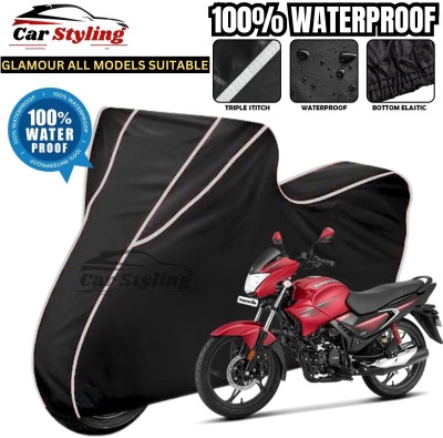 Car Styling Waterproof Two Wheeler Cover for Hero(Glamour, Black, White)