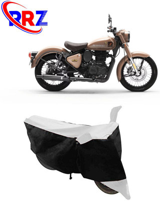 RRZ Waterproof Two Wheeler Cover for Royal Enfield(Classic 350 Signals, Black, White)