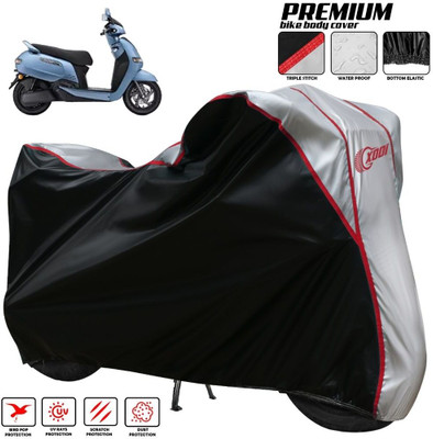xodi Two Wheeler Cover for TVS(iQube Electric, Silver, Black)