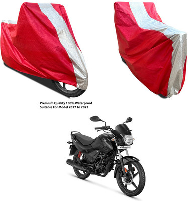 AutoGalaxy Waterproof Two Wheeler Cover for Hero(Passion Pro, Silver, Red)