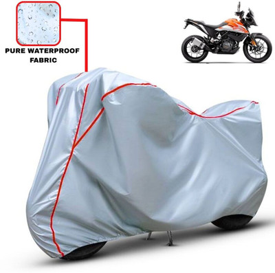 Delphinium Waterproof Two Wheeler Cover for KTM(390 Adventure, Silver, Red)