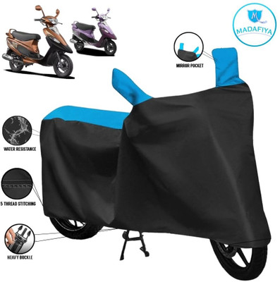 MADAFIYA Waterproof Two Wheeler Cover for TVS(Scooty Pep+, Black, Blue)