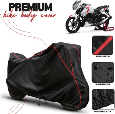 Kishori Enterprises Waterproof Two Wheeler Cover for TVS(Apache RTR 160, Black, Red)