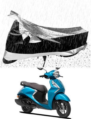 Mdstar Waterproof Two Wheeler Cover for Yamaha(Fascino 125, Silver, Black)