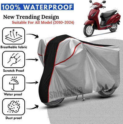 Shiv Kanha Waterproof Two Wheeler Cover for Honda(Activa 6G, Silver, Black)