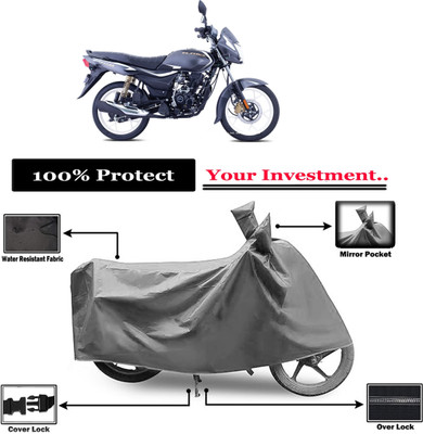 Amexride Two Wheeler Cover for Bajaj(Platina 110 H-Gear BS6, Grey)