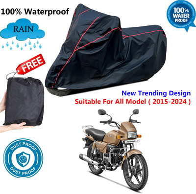 AutoGalaxy Waterproof Two Wheeler Cover for Hero(Splendor Plus, Black, Red)