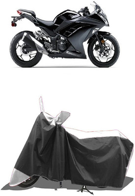 SUGASHRI Waterproof Two Wheeler Cover for Kawasaki(Ninja 300, White, Black)