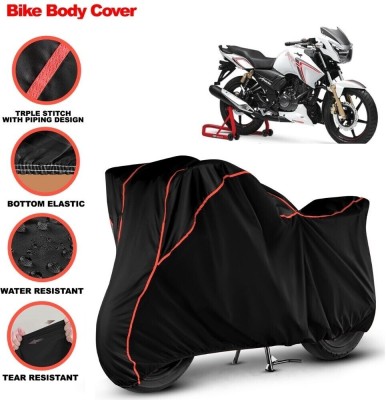 Grizzly Two Wheeler Cover for TVS(Apache RTR 180, Black, Red)