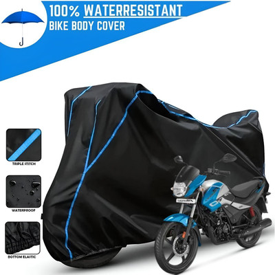 OliverX Waterproof Two Wheeler Cover for Hero(Passion, Black, Blue)